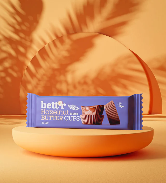 Praline skodelice z lešnikovim namazom Bett'r bio (3x13g)